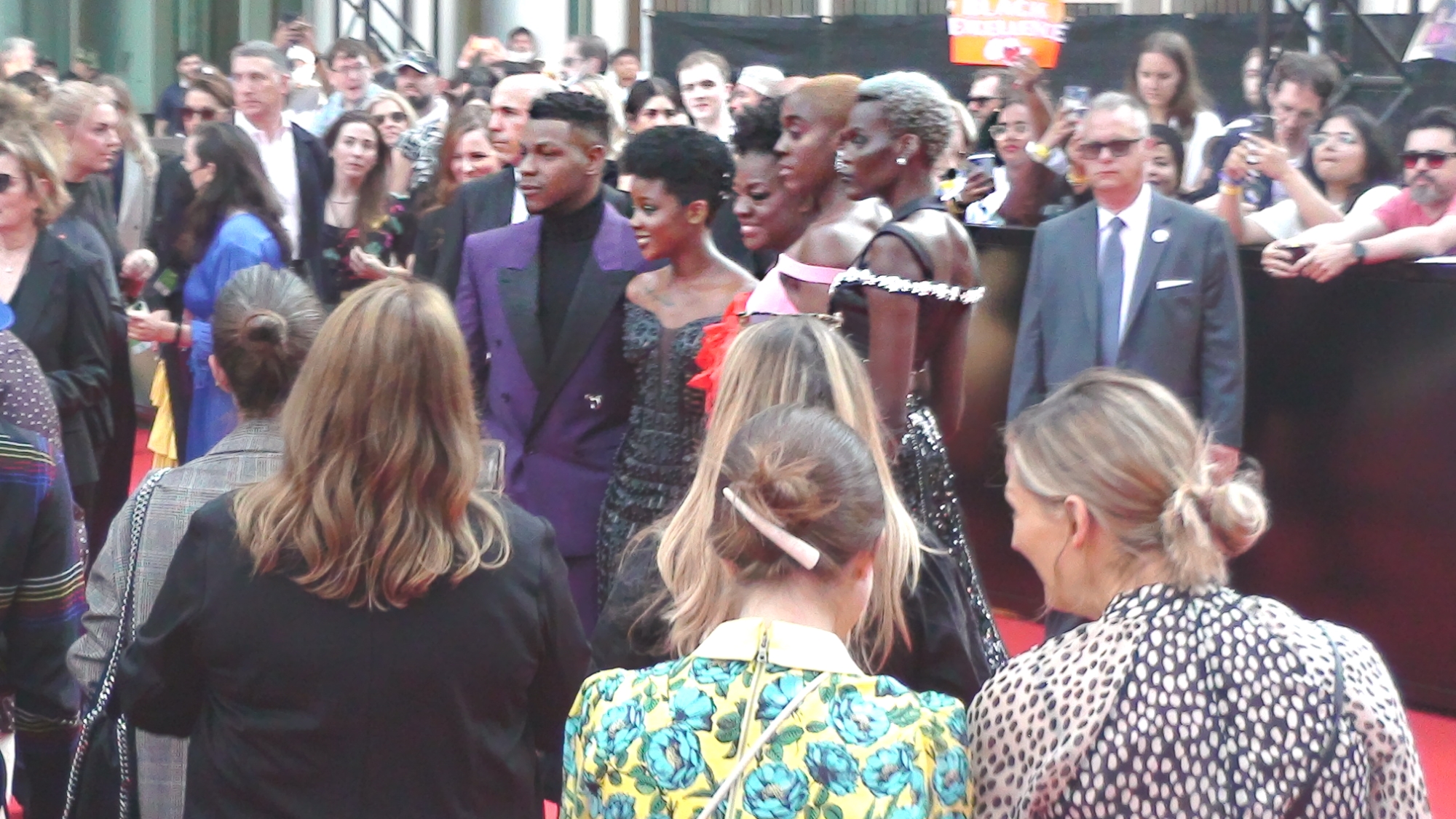 Viola Davis and cast members in the movie The Woman King at TIFF